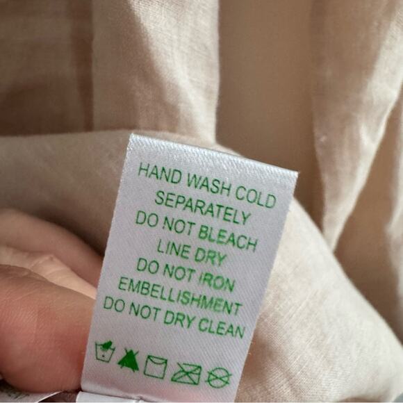 Lilly Pulitzer Cream Blue Embroidered Beaded Linen Tunic Blouse Women's size S - Picture 4 of 6